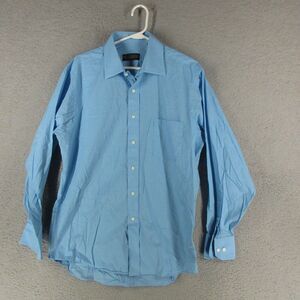 Donald Trump‎ Shirt Mens 16.5x34/35 Blue Houndstooth Signature Collection